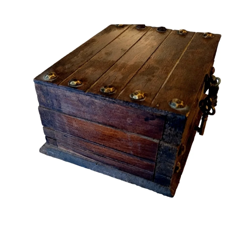Vintage Wooden Jewelry Trinket Chest Made in Mexico